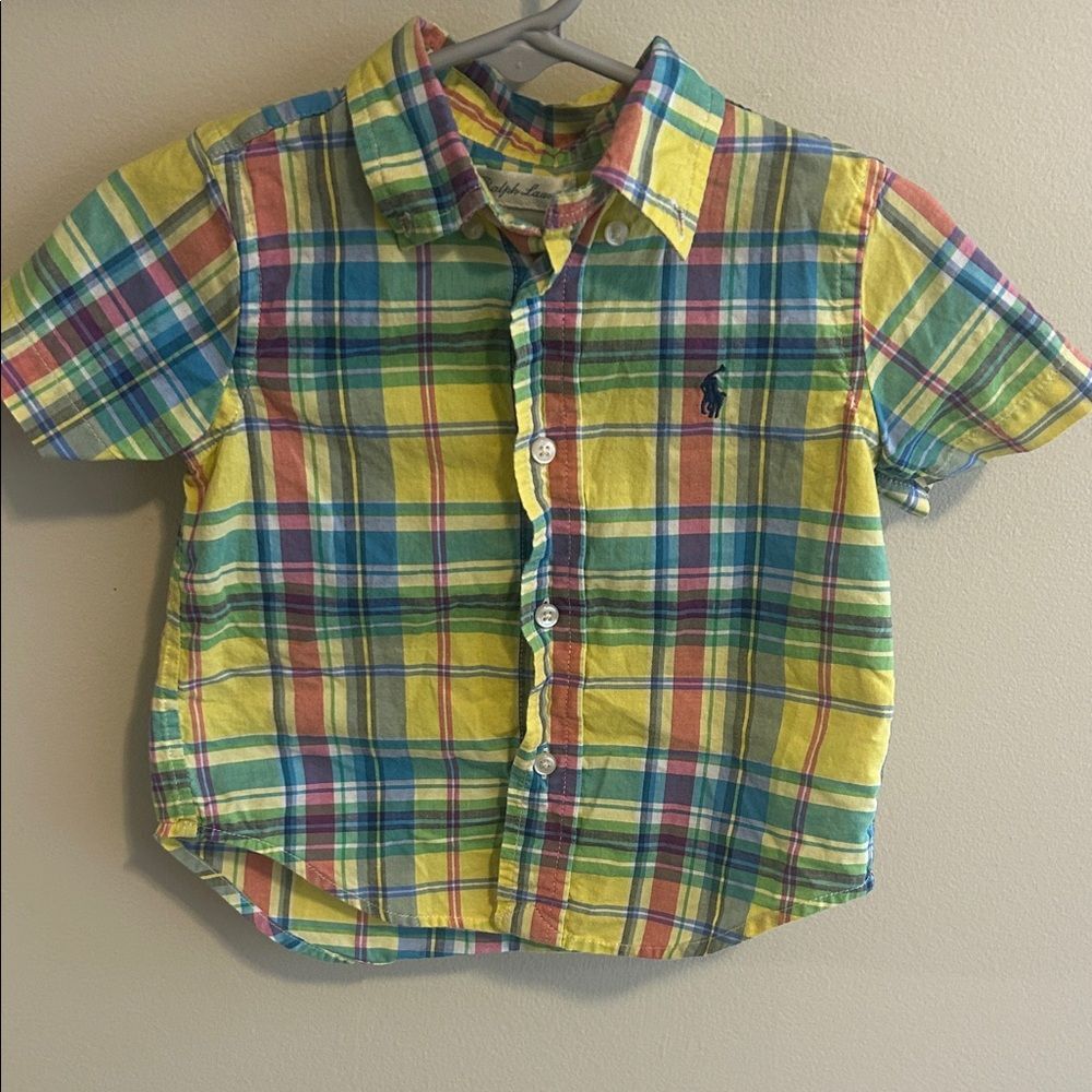 Ralph Lauren Baby Boy's 18M Multicolor Plaid Short Sleeve Button Down Shirt